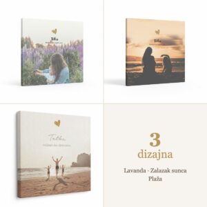 Citat na platnu Tetka – najljepši dar djetinjstvu, 3 dizajna: Lavanda, Zalazak sunca, Plaža